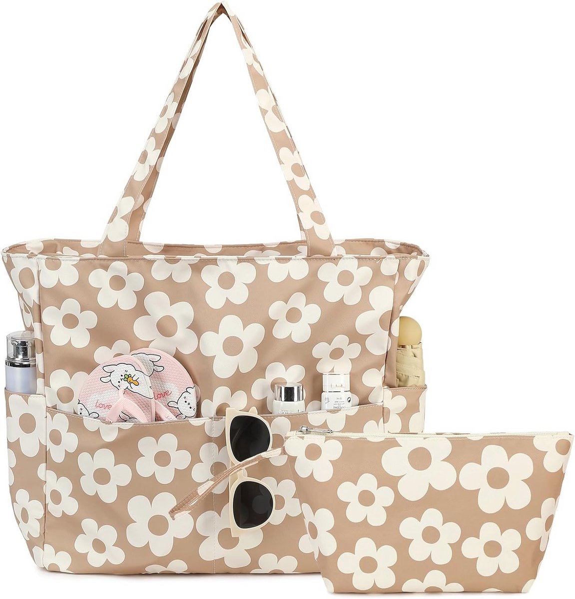 Grote Strandtas voor Dames - Waterdichte Shopper met Ritssluiting en Nat Compartiment