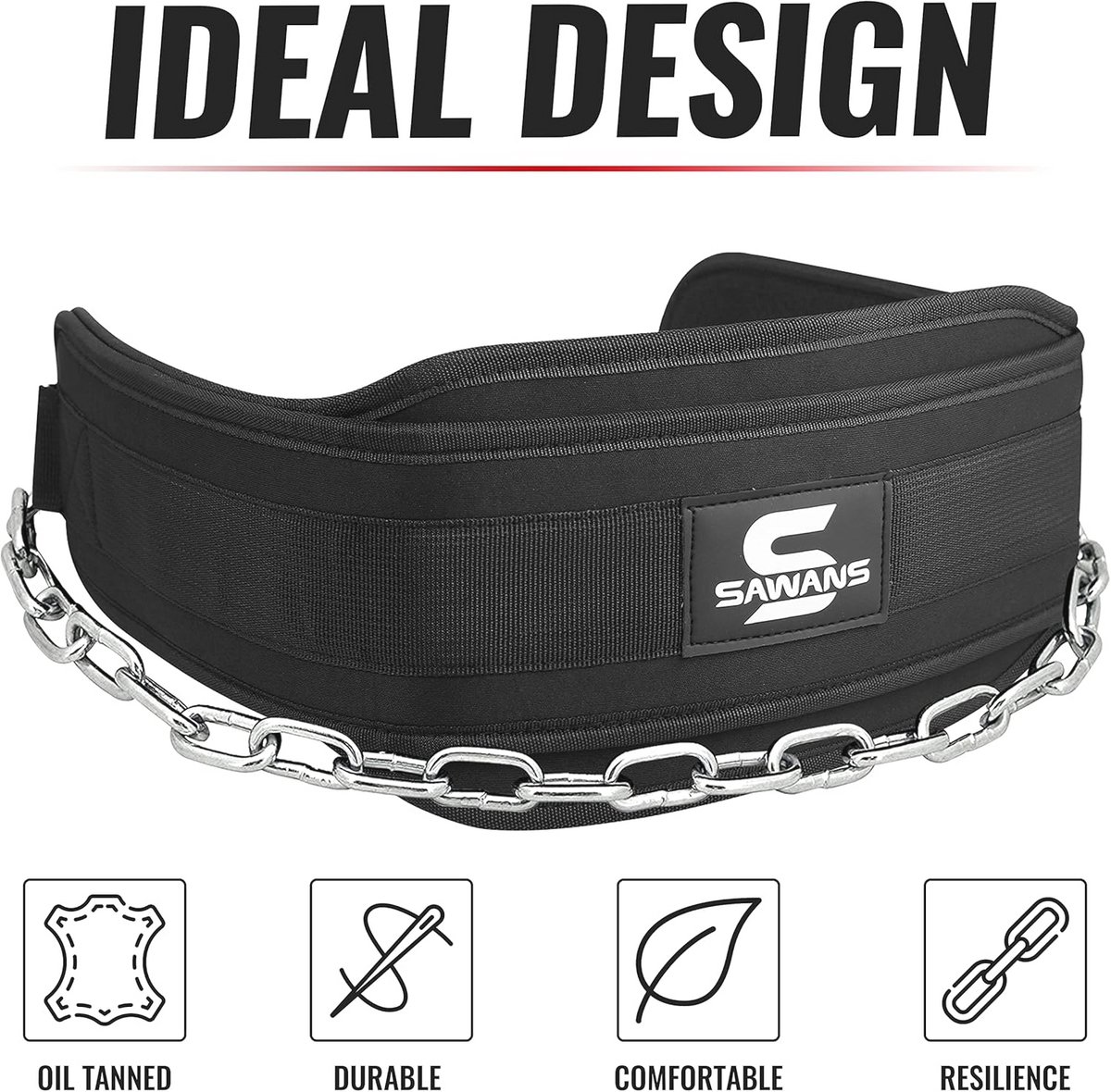 Heavy Duty Dip Riem voor Gewichtheffen met Stalen Ketting - 36 Inch - Steun voor Pull-Ups en Gym Oefeningen