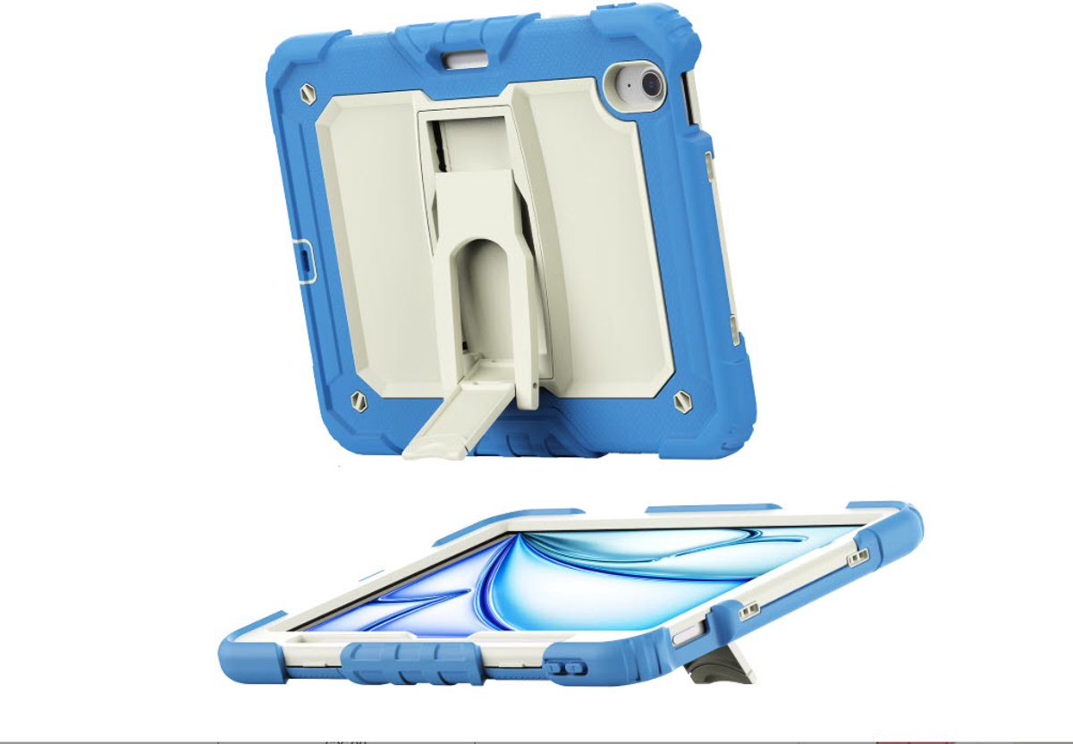 Geschikt voor iPad mini 6 – Schokbestendig Siliconen Hoesje - blauw- creme