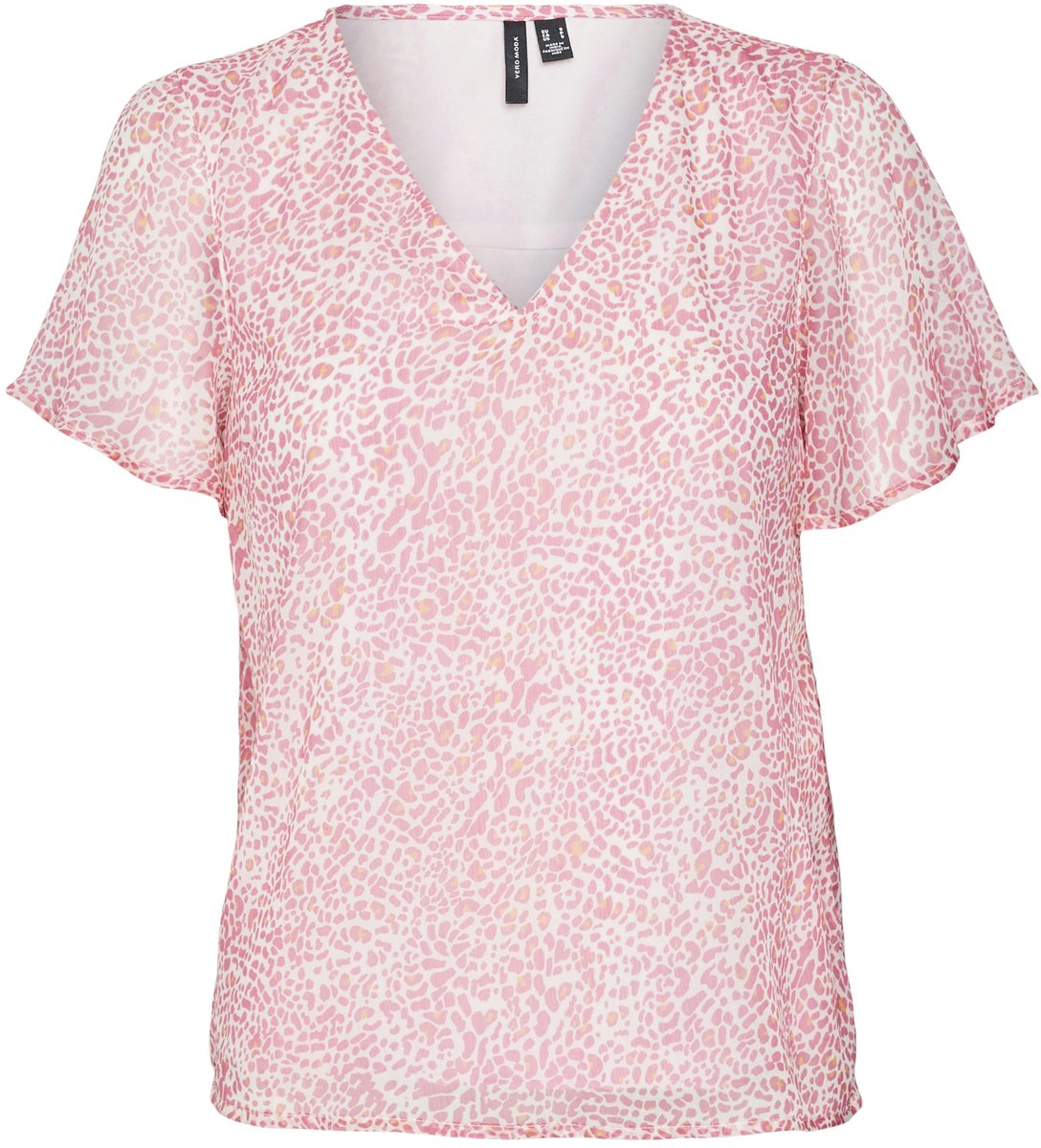 Vero Moda T-shirt Vmsmilla Ss V-neck Top Wvn Ga 10290129 Parfait Pink/lea Dames Maat - S