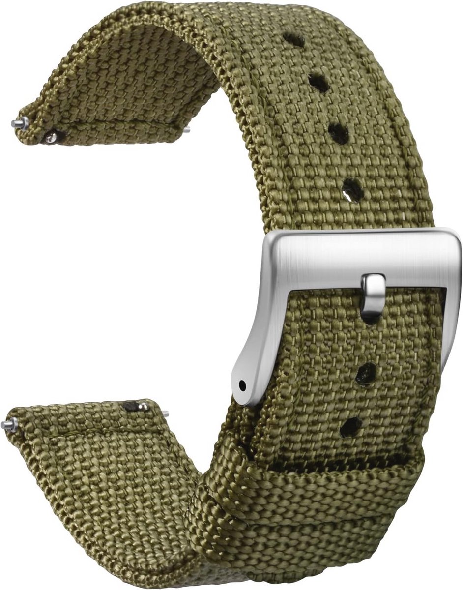 Nylon Horlogebandje 20 mm met Snelle Release, Zacht Canvas, Militaire Stijl, Voor Heren en Dames