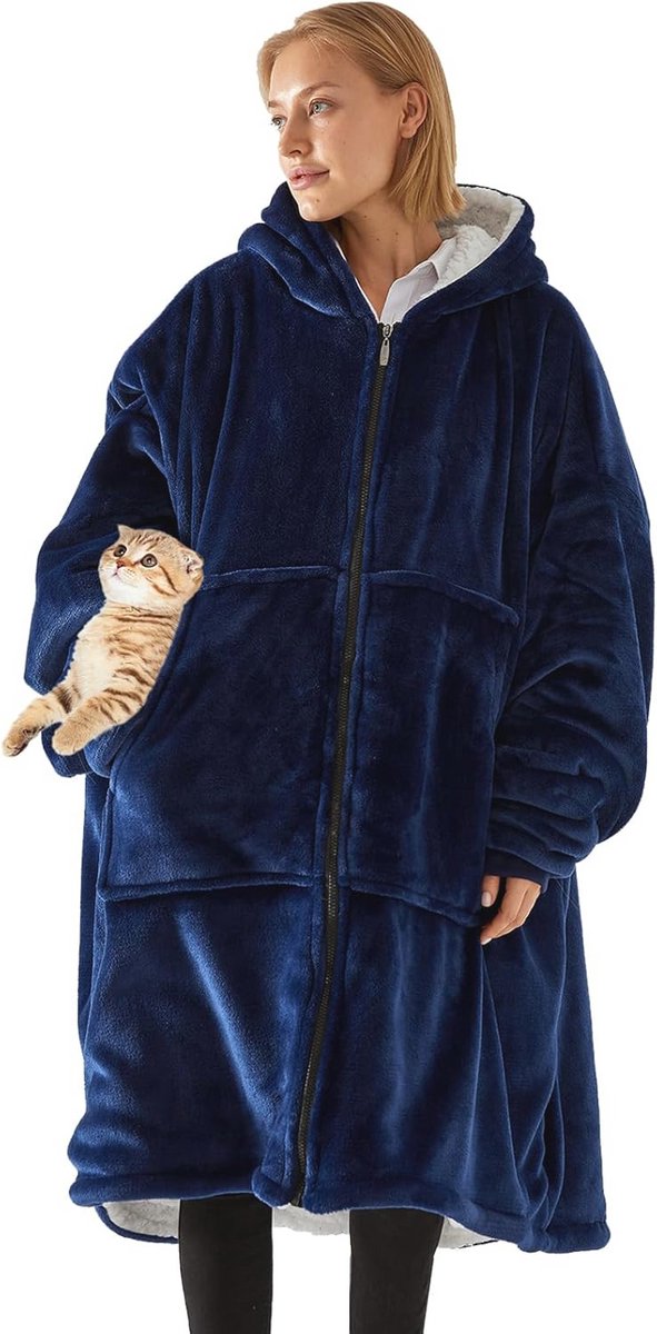 Oversized Fleece Hoodie Deken - Zachte en Warme Capuchon Sweatshirt met Pocket voor Volwassenen