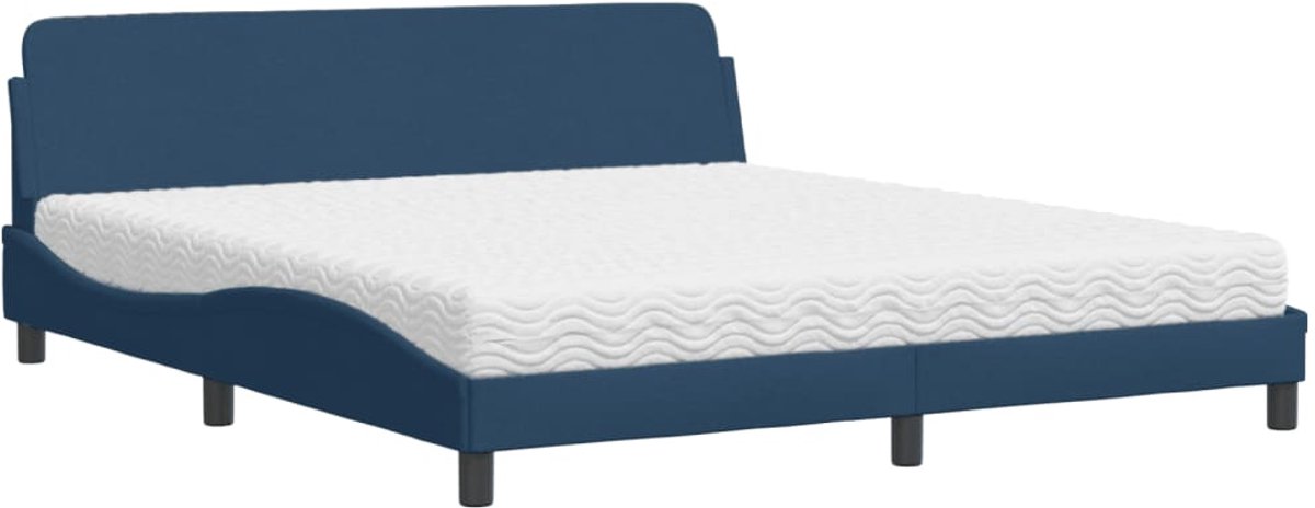 Tweepersoonsbed | Dubbelbed | Volwassenenbed | Bed met matras "Dover" stof blauw 180x200 cm