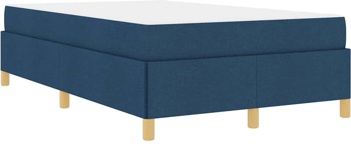 Tweepersoonsbed | Dubbelbed | Volwassenenbed | Boxspring bed met matras Blauw en Wit 120 x 200 cm Stof