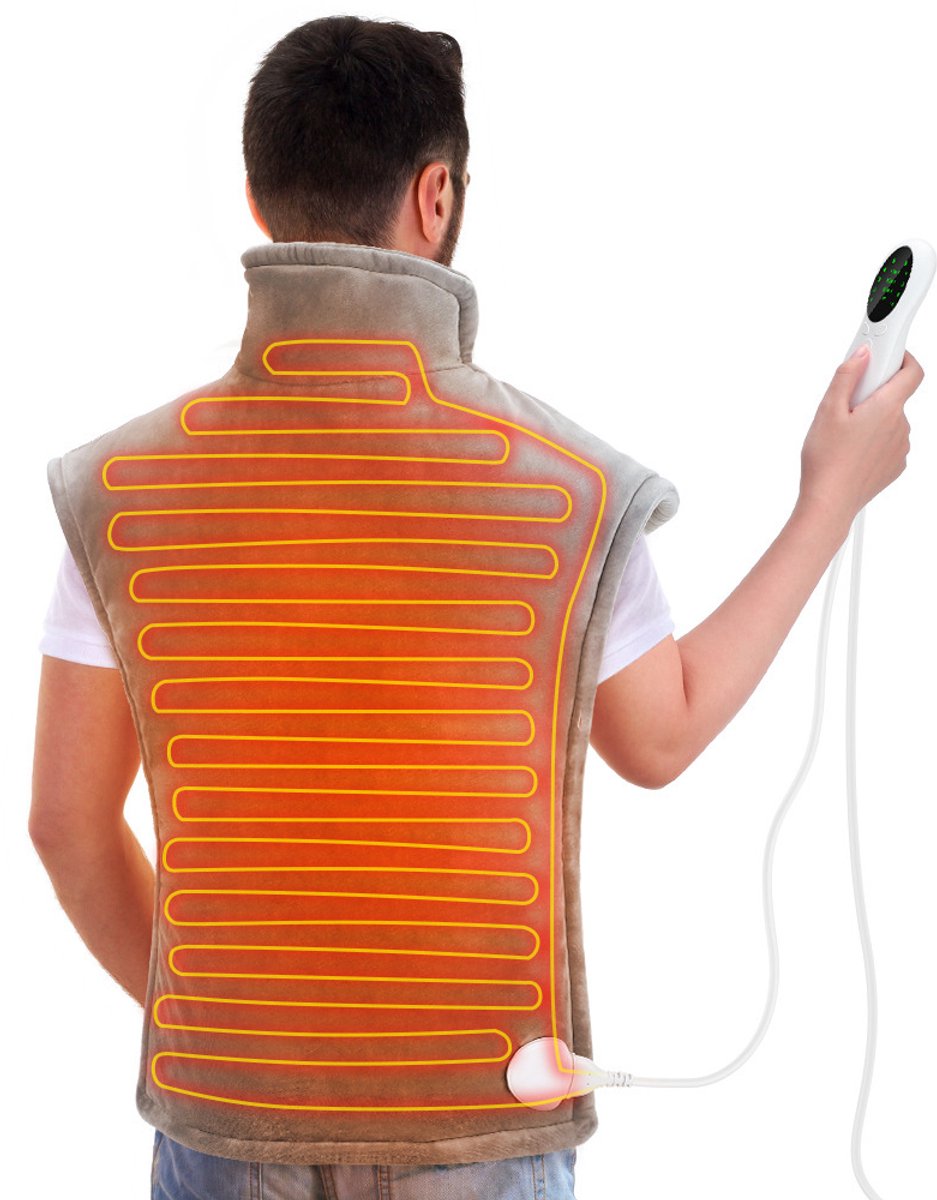 Elektrisch verwarmend rugkussen, Verwarmende deken 50 x 84 cm, 10 verstelbare temperaturen