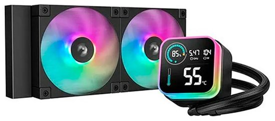 DeepCool LQ240 - Vloeistofkoelsysteem processor - Afmeting radiator: 240mm - voor Intel LGA: 1851, 1700, 1200, 115x - AMD AM5, AM4 - 2x FD12 ARGB Fans - zwart
