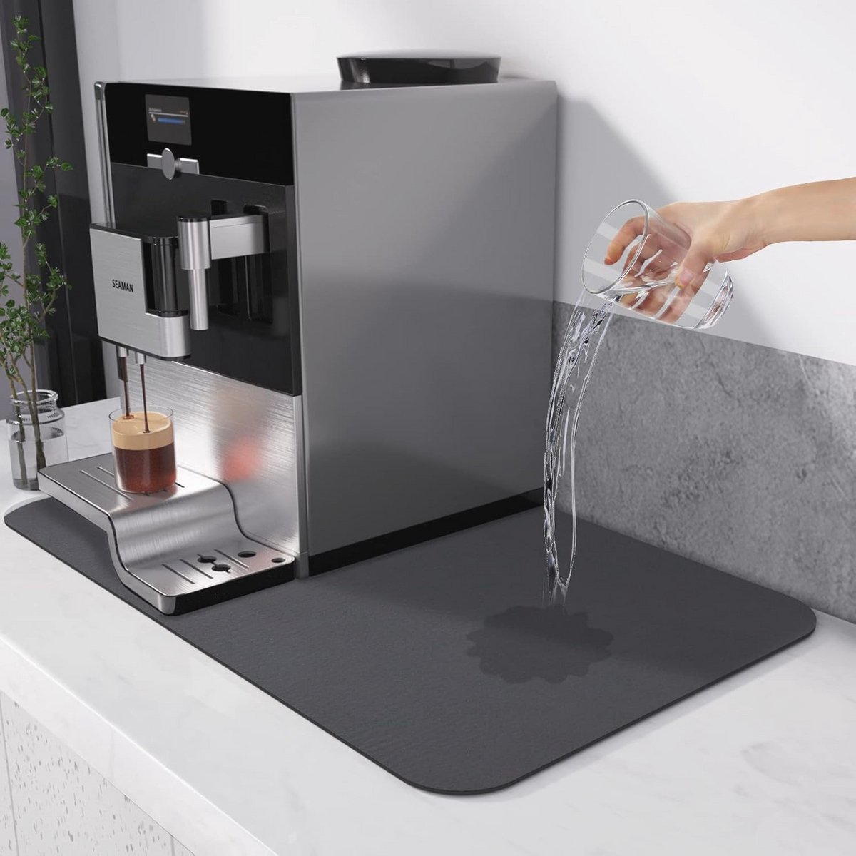 Afdruipmat voor Koffiezetapparaat - Antislip Onderlegger en Droogmat - 60 x 40 cm - Kaki