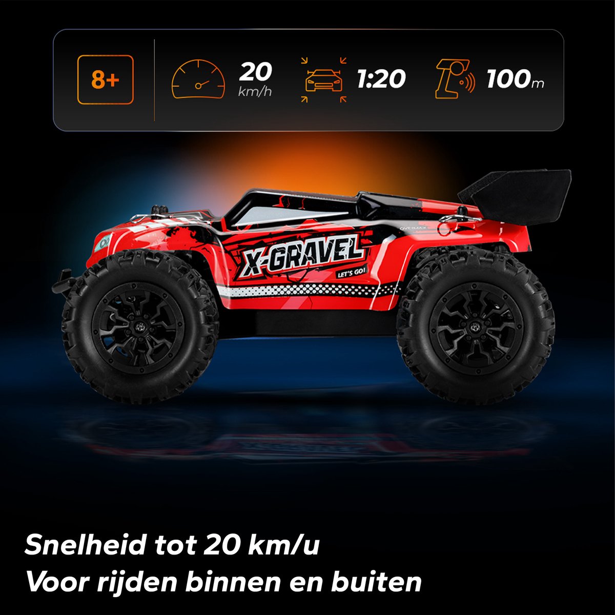 Overmax X-Gravel RC Auto – 1:16 Terenauto 20 km/u – Achterwielaandrijving, Vering, 2 Accu’s tot 30 min Speeltijd, 2 Carrosserieën – Offroad Racewagen voor Kinderen & Volwassenen – Bestuurbare Auto — afbeelding 3
