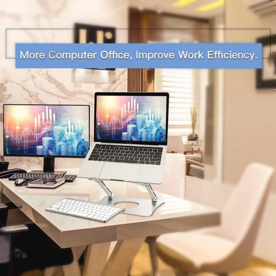 VAYDEER Verstelbare Verticale Laptopstandaard - 3-in-1 Aluminium Ruimtebesparend Design voor MacBook, Notebook, iPad en Laptops tot 17,3 Inch - Zilver