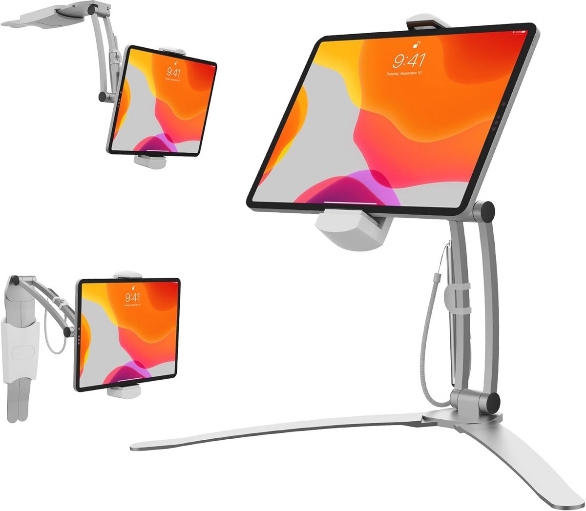 2-in-1 Keukenhouder voor Tablets van 7-12 Inch – Verstelbare Aluminium Stand