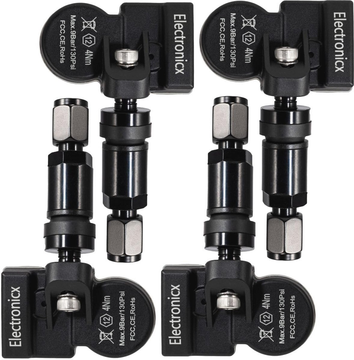 4x TPMS Bandenspanningssensoren - Metalen Ventiel voor Compatibele Voertuigen