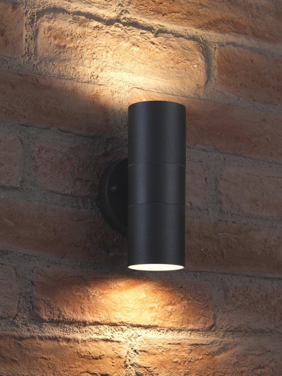 Matzwarte roestvrijstalen dubbele wandlamp voor binnen en buiten - inclusief warmwitte LED-lampen