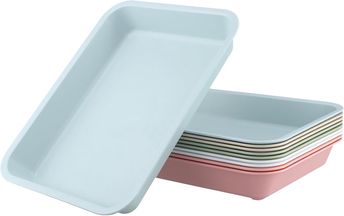 10pcs Rectangular Plastic Tablets - 12 x 9 x 1.8 inch - Reusable Serving Plates - 5 Kleuren - Keuken Dining Room