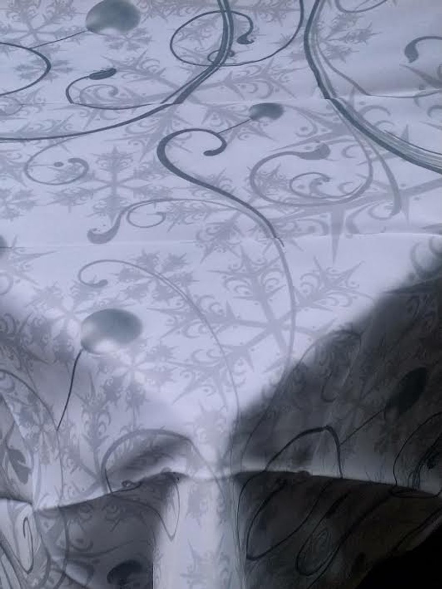 Strijkvrij Kerst Tafelkleed, 'Etoile Blanc', 200 x 150cm