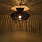 E27 Plafondlamp, hout, vintage, bamboe, lantaarn, plafondlamp, retro, rond, handgeweven rotan, lampenkap, restaurant, woonkamer, slaapkamer, kantoor, decoratieve verlichting, kroonluchter, 60 cm
