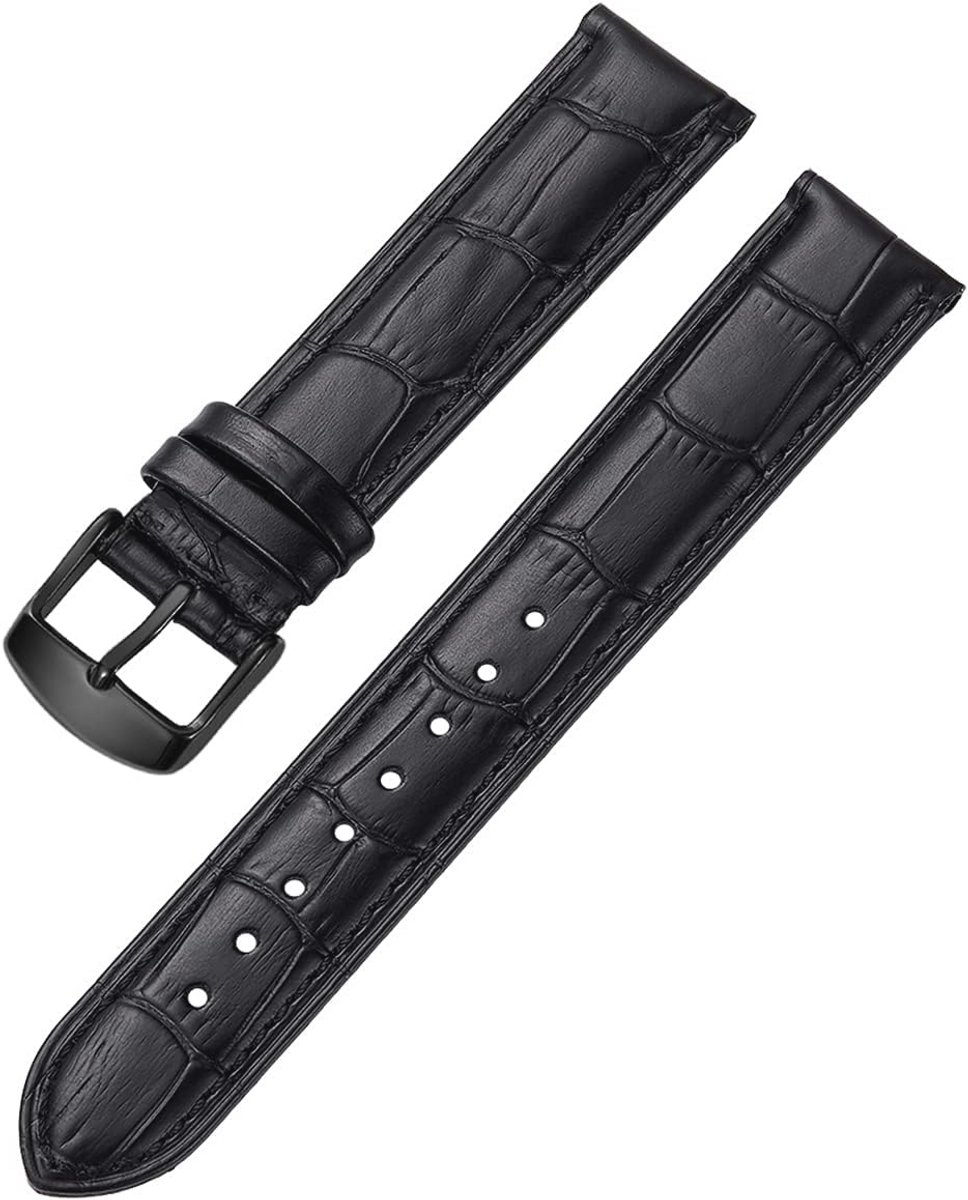 Leren Horlogeband met Crocodillenpatroon voor Heren en Dames - RVS Gesp 18 mm 19 mm 20 mm 21 mm 22 mm 24 mm