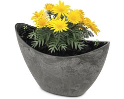 Ovale Plantenbak voor Buiten - Vintage Decoratieve Bloempotten in Antraciet Zwart voor Tuin en Balkon
