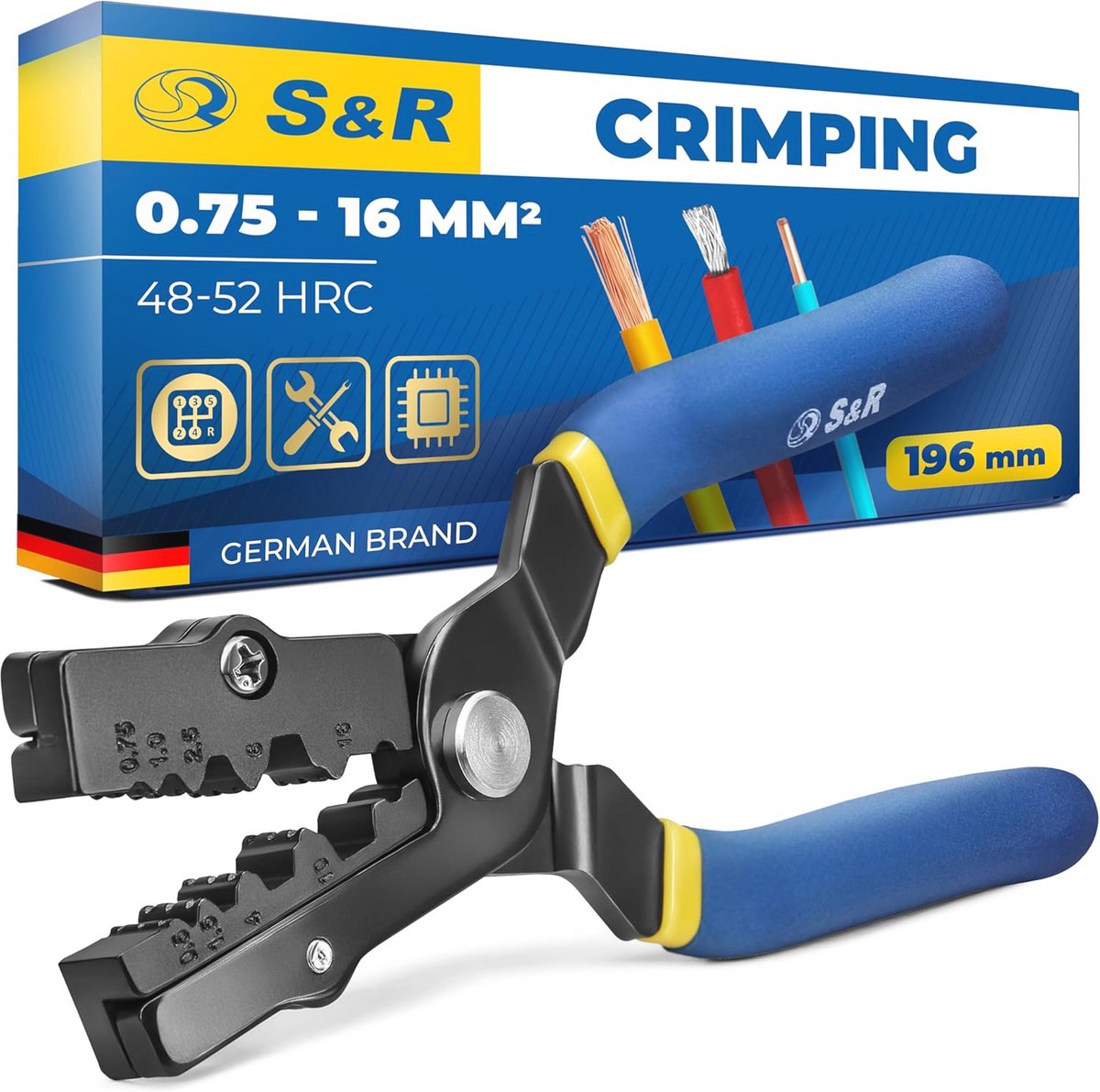 Krimptang voor adereindhulzen 0,75-16 mm² – Professioneel gereedschap voor nauwkeurig persen