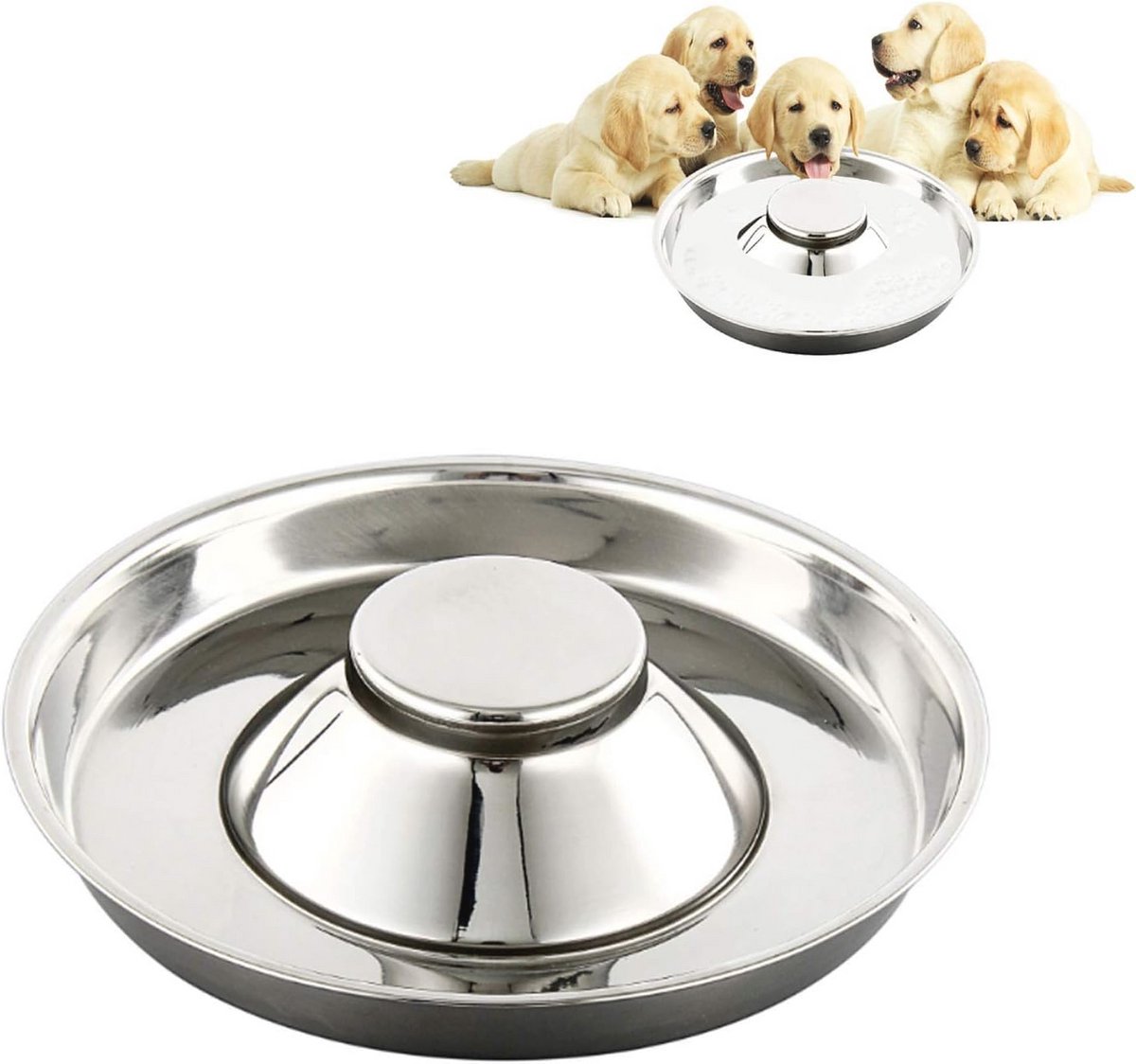 Slow Feed Bowl voor Puppy - Roestvrijstalen Hondenkom voor Geleidelijk Eten