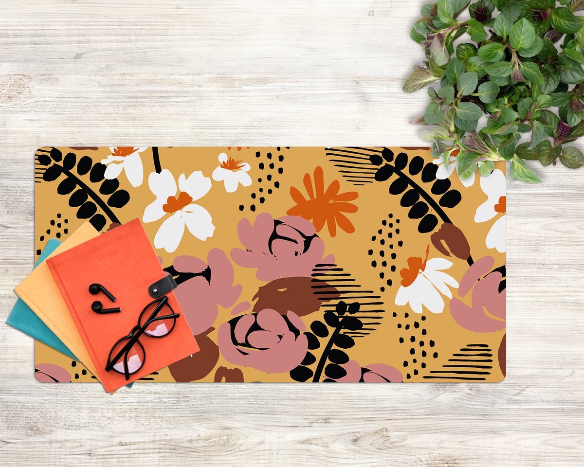 Coloray Bureau Onderlegger - Prairiebloemen Bureau Pad - 90 cm x 45 cm - Veelkleurig Bureau Onderlegger - Bureau Mat - Bureaumat - Onderlegger Bureau - Bureau Onderlegger Groot