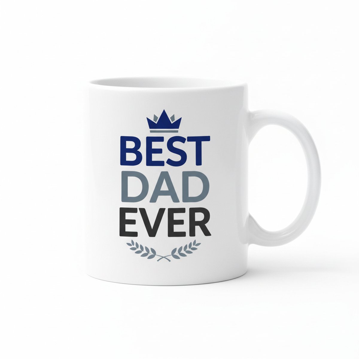 Best Dad Ever Mok 330ml – Witte Koffiemok met Kroontje – Perfect Vaderdag Cadeau