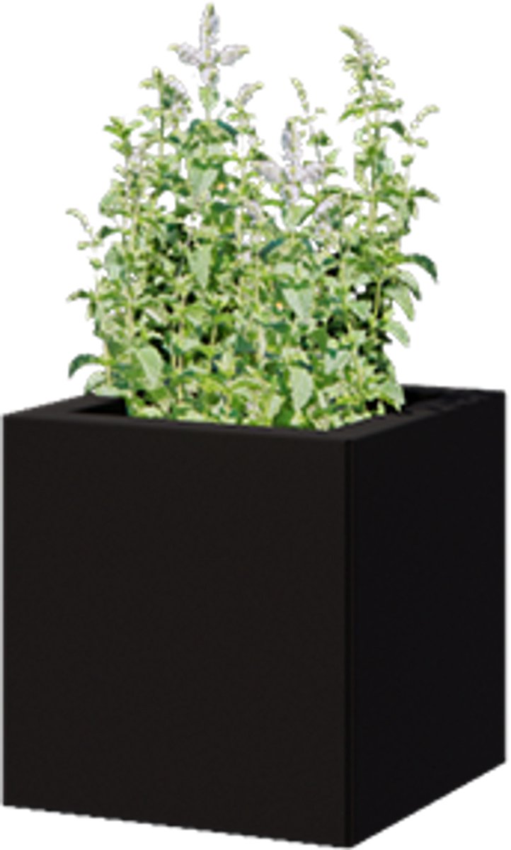 Gepoedercoat staal - plantenbak - Vierkant - 30x30x30cm - Zwart - Met bodem - MySteel
