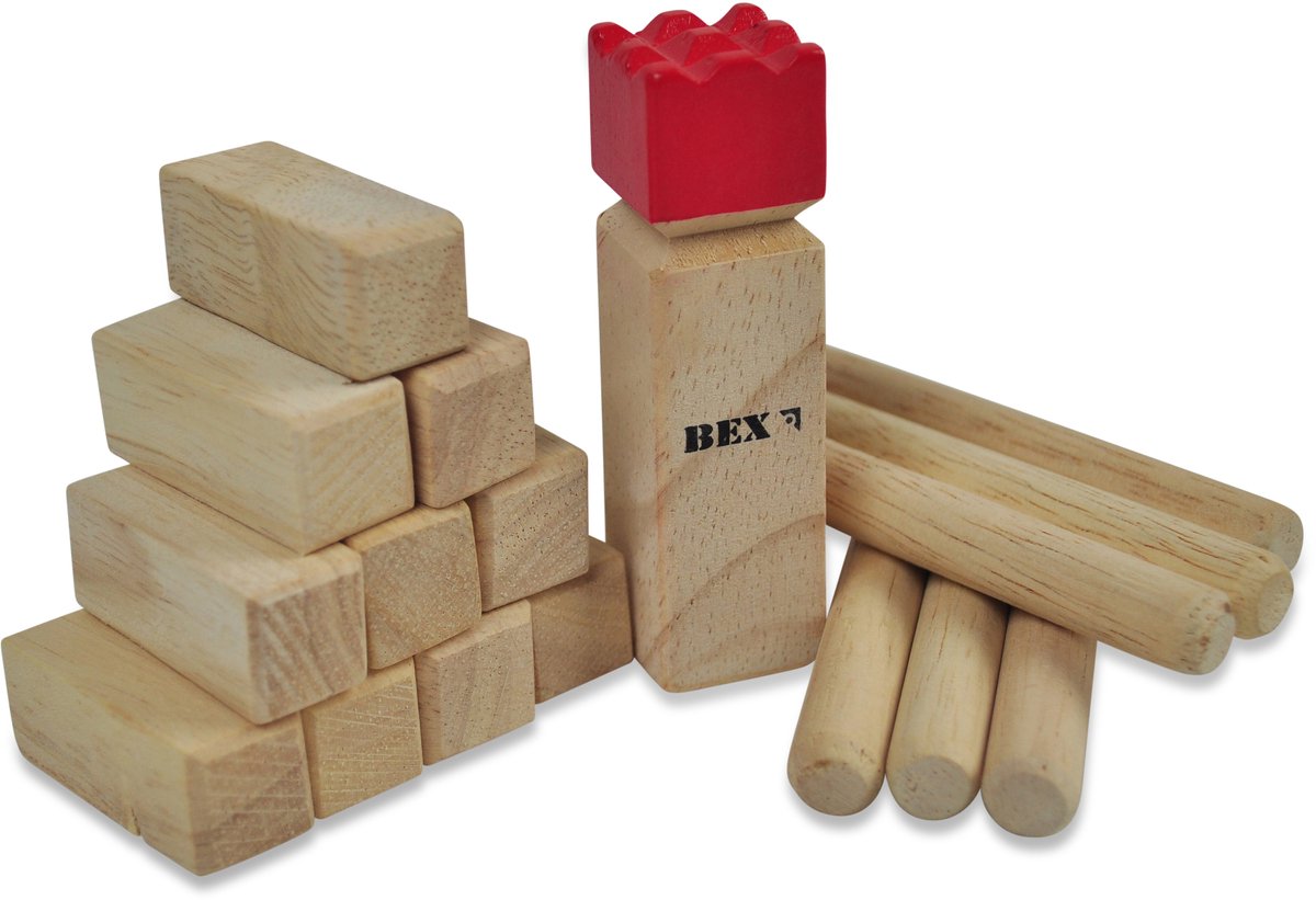 Bex Kubb Mini – Zweeds Vikingschaak – Tafelmodel & Decoratief Spel – Massief Rubberhout – Koning Met Rode Kroon – Vanaf 8 Jaar — afbeelding 6