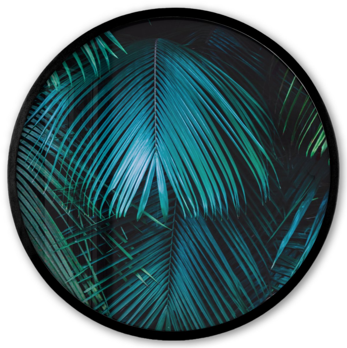 FrameYourWall Poster in lijst Rond - Fotolijst 40x40 cm - Posters - Tropical - Jungle - Bladeren - Groen - Ronde posterlijst zwart - Decoratie - Wanddecoratie woonkamer - Muurdecoratie slaapkamer Multicolor