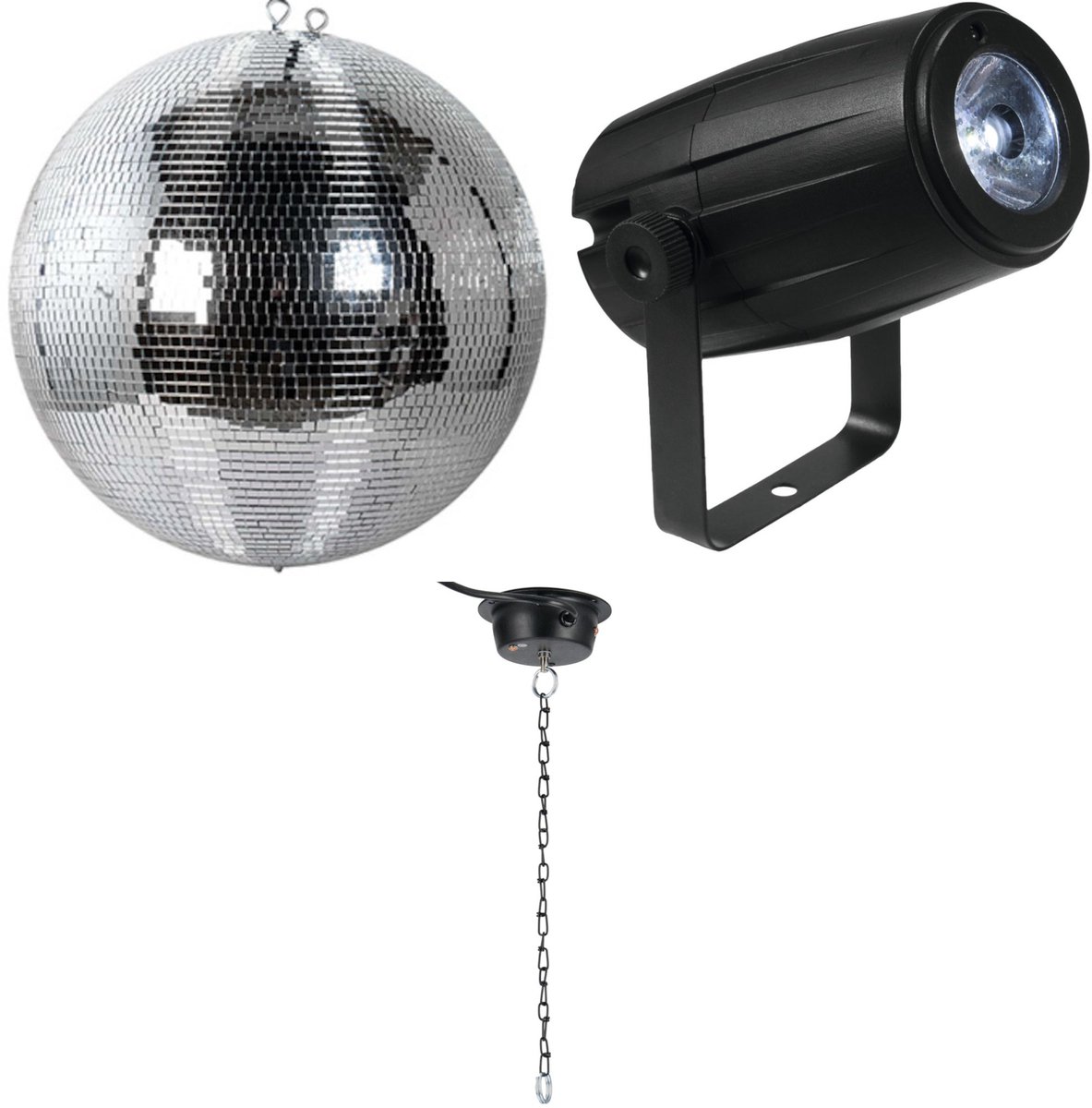 Ayra DanceFX MB20-10x10 spiegelbol 20 cm met motor en RGBW spot