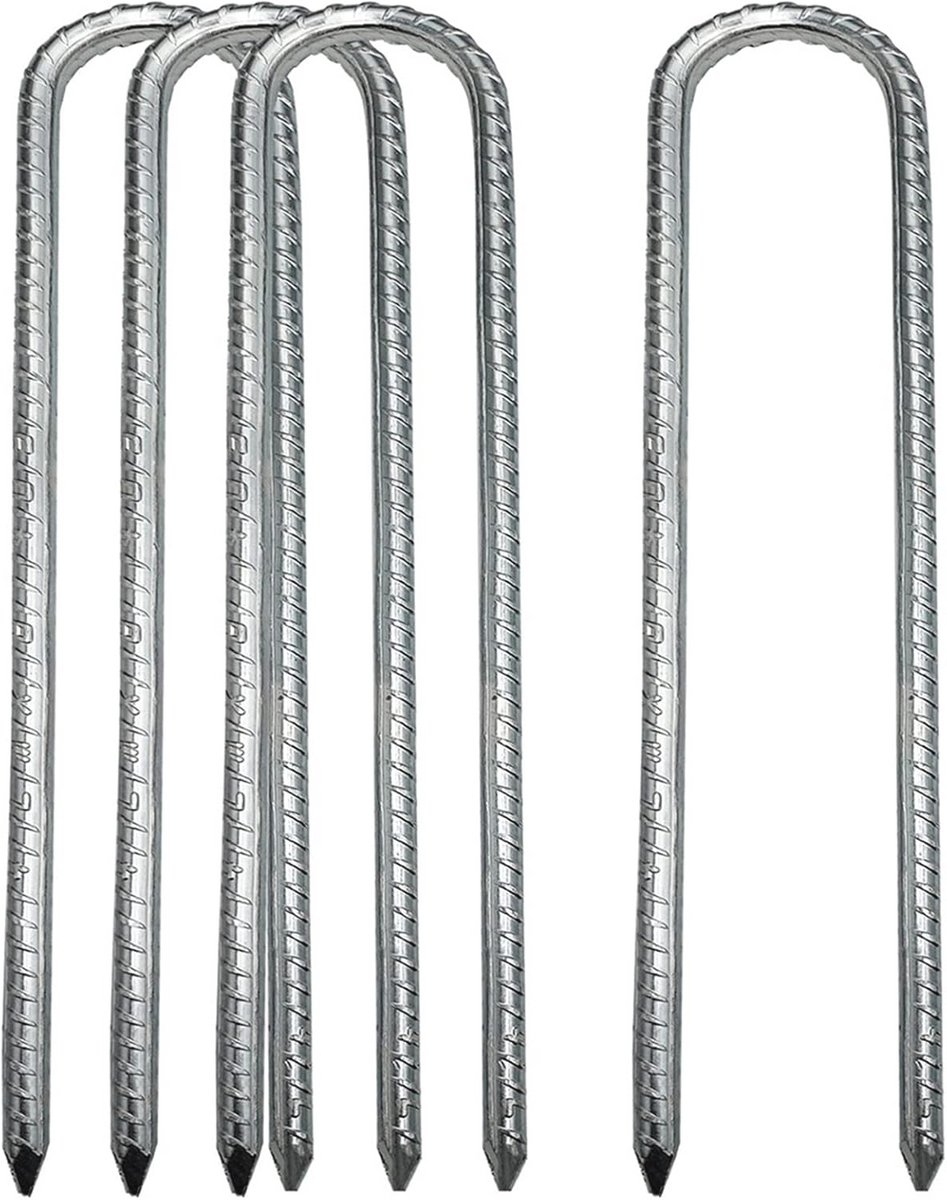 U-vormige metalen grondankers voor tuin en camping - 4 stuks, 30 cm