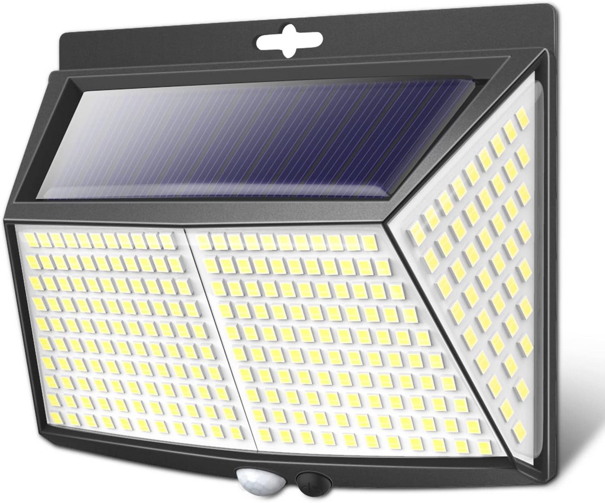 Zonnelampen voor Buiten met Bewegingsmelder - 308 LEDs, 3 Modi, 270 Graden, Waterdichte Wandlamp voor Tuin en Paden