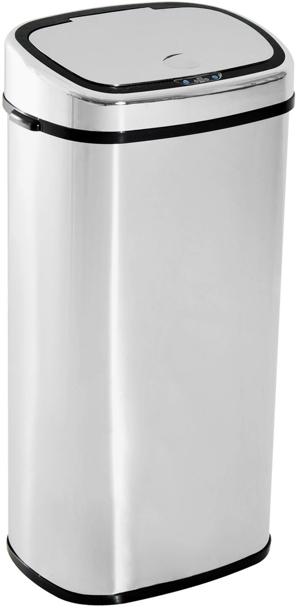 4goodz Sensorprullenbak rechthoek 68 liter - Zilver