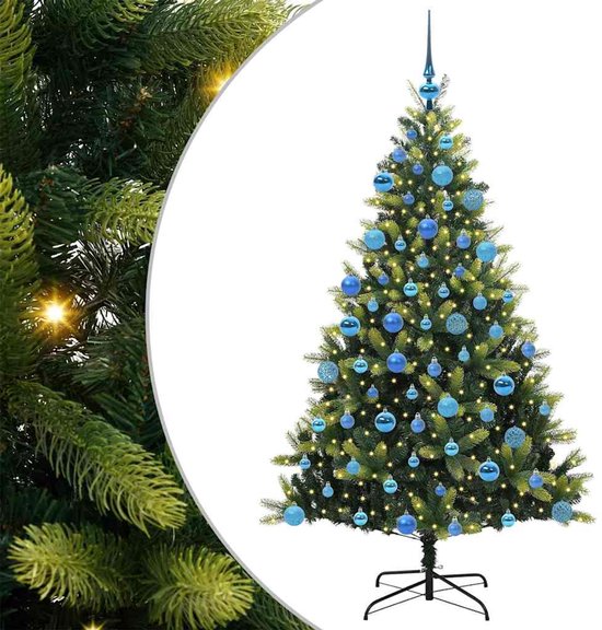 Sapin De Noël Artificiel 210 Cm - 1186 Branches PE+PVC Réaliste - Montage Rapide 4 Segments - Socle Bois - Réutilisable