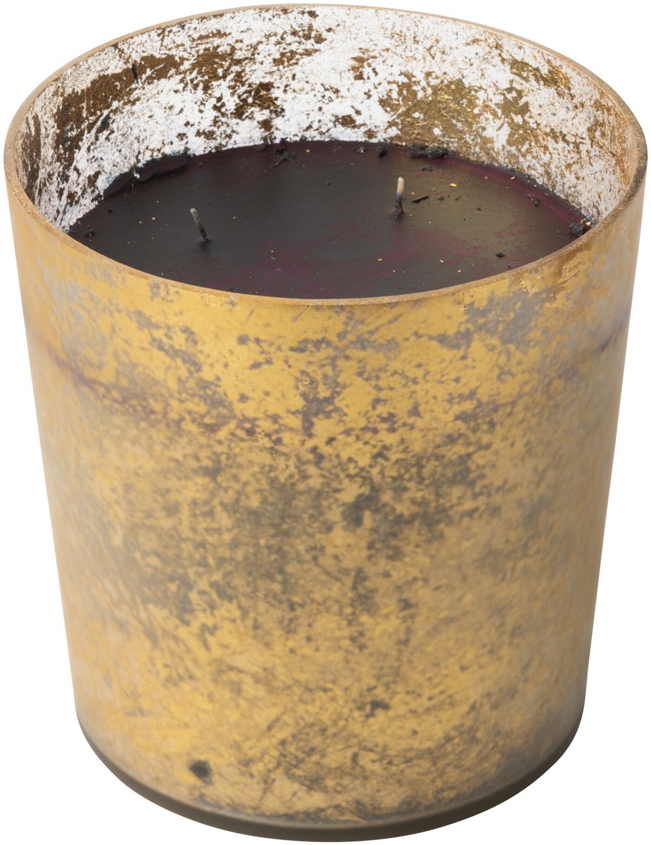 J-Line geurkaars M-Chic - Oud & Amber - glas - goud/zwart - large - 140U