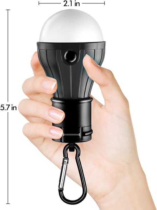4 stuks - Kampeerlamp - Camping tentlamp - 3LED lamp - Met h4 aak - Hanglamp voor kamperen - Zwart - Zonder batterijen - Noodlamp - Draagbare LED tentlamp - Geschikt voor kamperen en wandelen — afbeelding 2