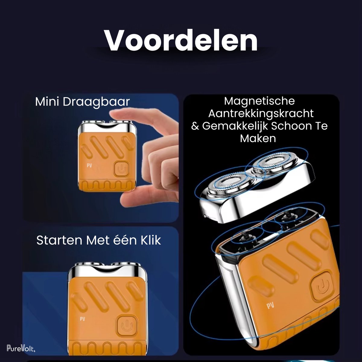 PureVolt Mini Elektrisch Scheerapparaat voor Mannen - USB - afbeelding 2