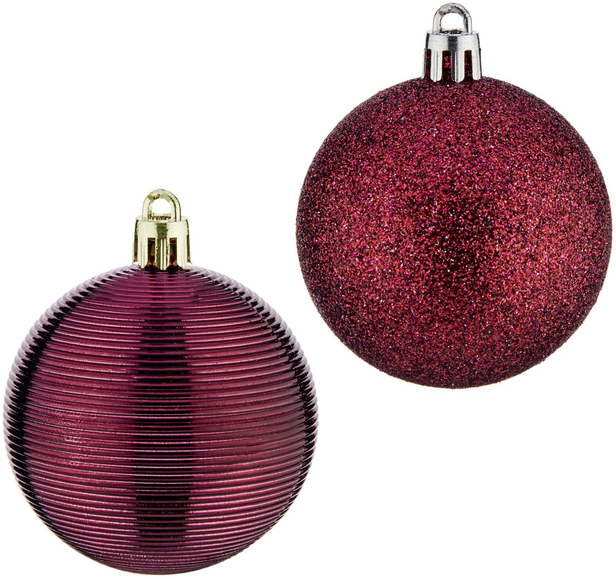 Krist+ gedecoreerde kerstballen - 8x stuks - wijn/bordeaux rood - kunststof - 6 cm