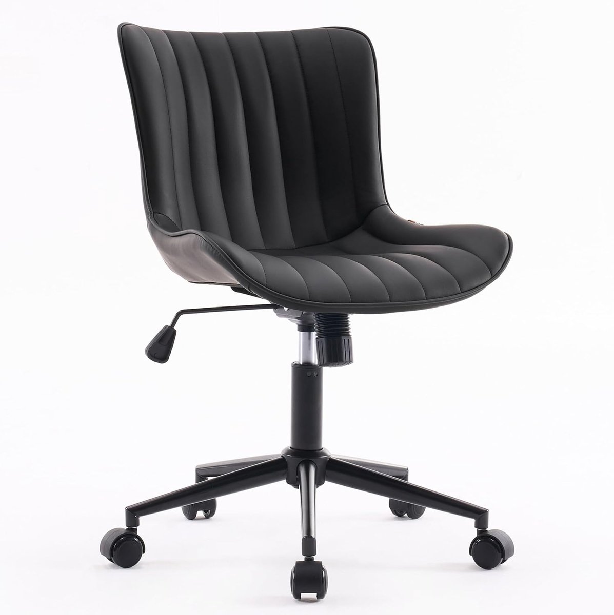 Bureaustoel, ergonomisch, in hoogte verstelbaar, bureaustoel met PU-leer en wielen, draaistoel, kantelfunctie, computerstoel, 136 kg belastbaar, zwart