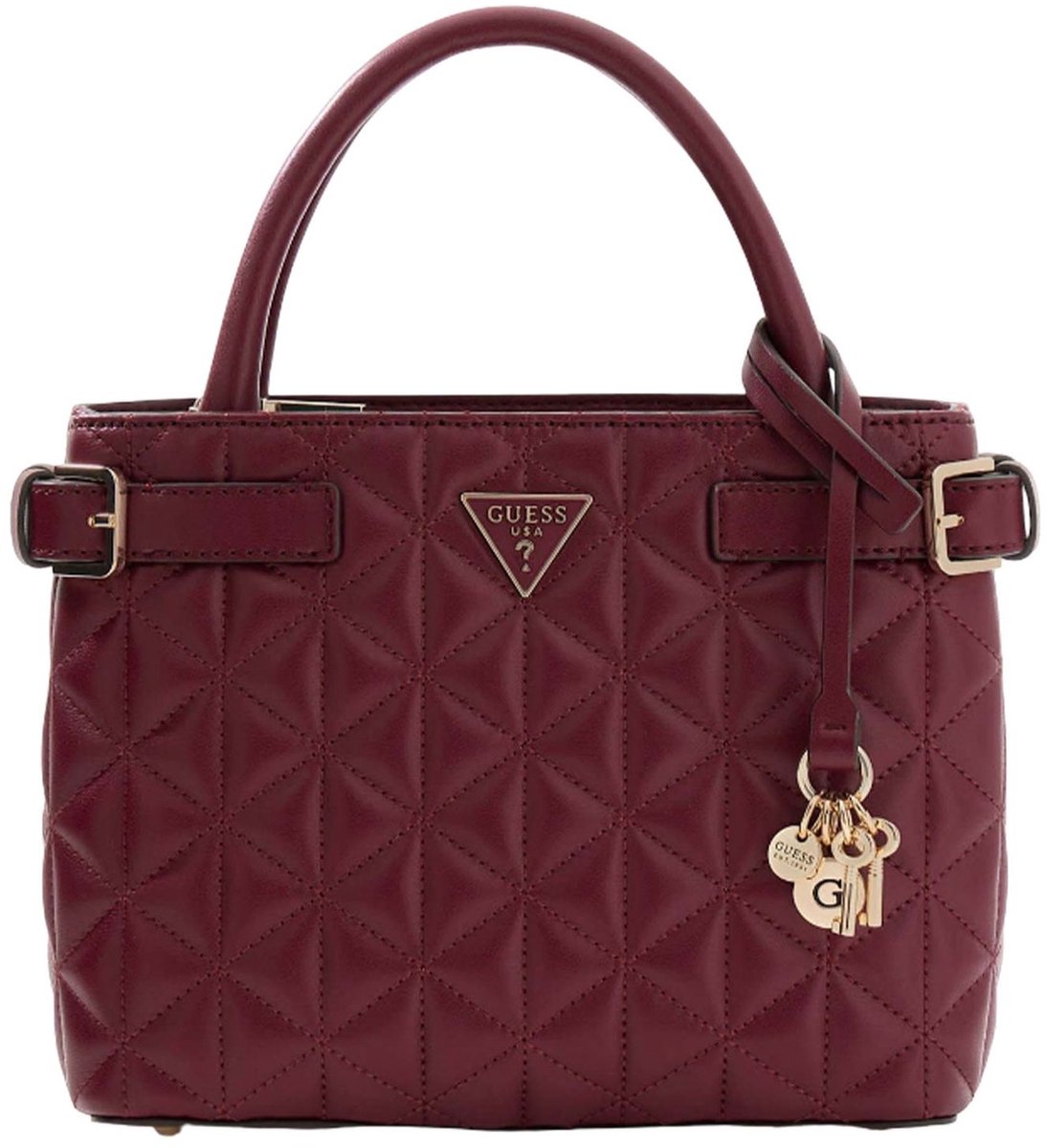 GUESS handtas schoudertas Paisleigh Small Satchel Burgundy wijnrood