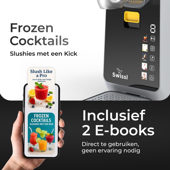 Swissl Slush Puppy Maker - Slushy Maker - Slush Puppy & Frozen Drink Machine - Voor Frozen Cocktails, Smoothies, Milkshakes & IJskoffie - 2 Liter - Compact, BPA-vrij, Transparante Tank - Inclusief 2 Recept-E-books van Merkloos — afbeelding 4