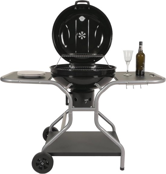 Lehmann Charcoal Grill with Grill Grate XL, Grill Cart with Two Wooden Shelves, Lid, Wheels and Non-heating Handle, Coal Grill for Garden, Terrace Lehmann Charcoal Grill with Grill Grate XL, Grill Cart with Two Wooden Shelves, Lid, Wheels and Non-heating Handle, Coal Grill for Garden, Terrace