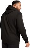 Man draagt de achterkant van een zwarte PUMA hoodie met capuchon.