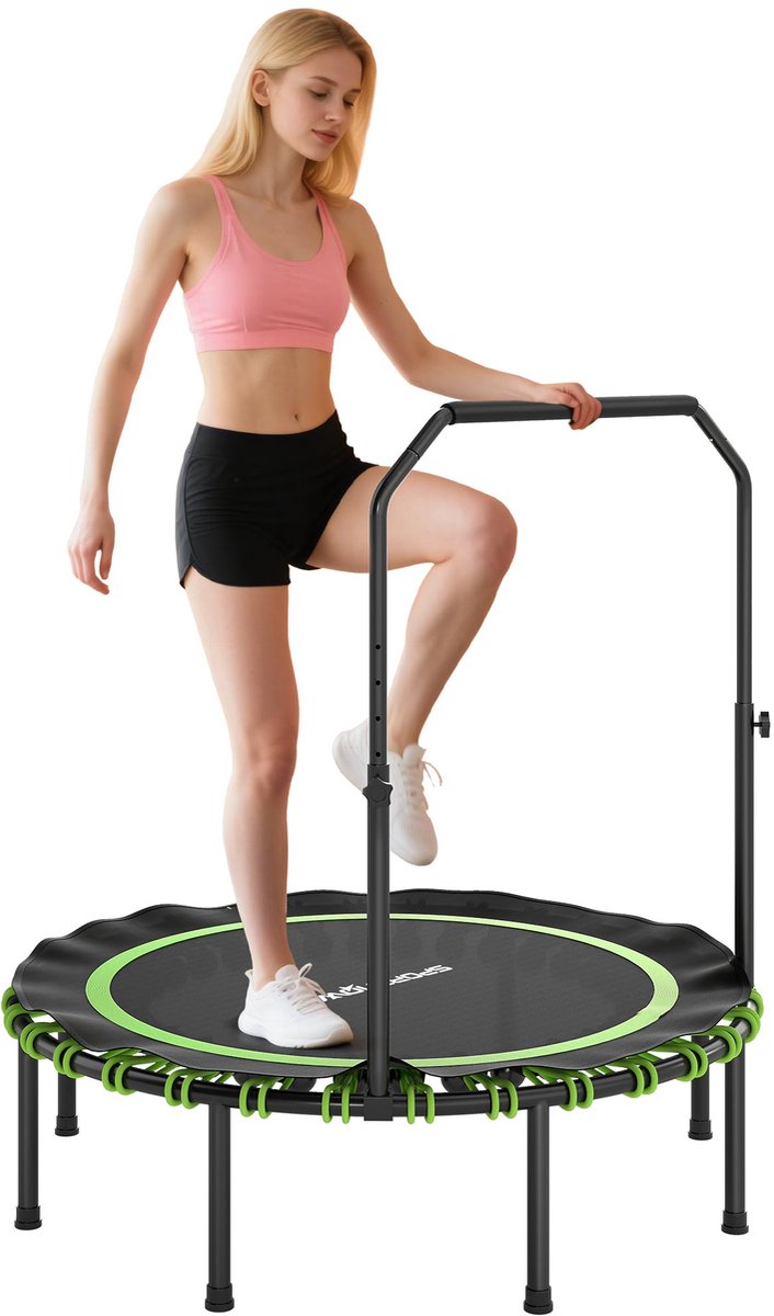 SPORTNOW Fitness Trampoline Staal, Kunststof Ø122 x 109-129H cm Zwart+Groen