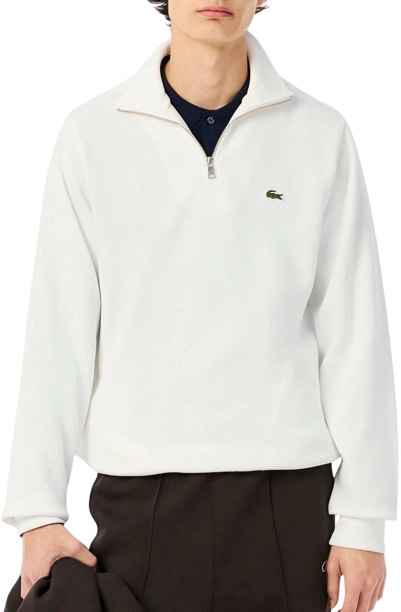 Lacoste Zip Stand-Up Collar Sweater Heren Wit