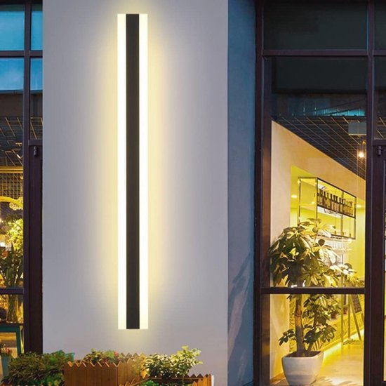 LED Lange Wandlamp Ip67 Waterdichte Wandlamp Led Lange Wandlamp Villa Binnen Buiten Wandlampen Antraciet Lange Wandlampen Buiten Tuin Wandlampen Garage Terras-60CM,Warmes Licht