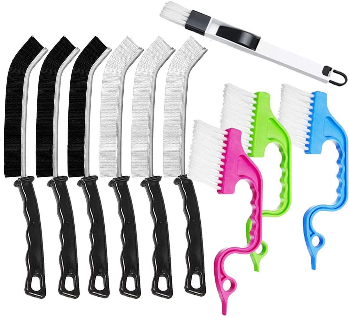 Unyqoos® Complete set van 10 multifunctionele borstels voor grondige reiniging in huis