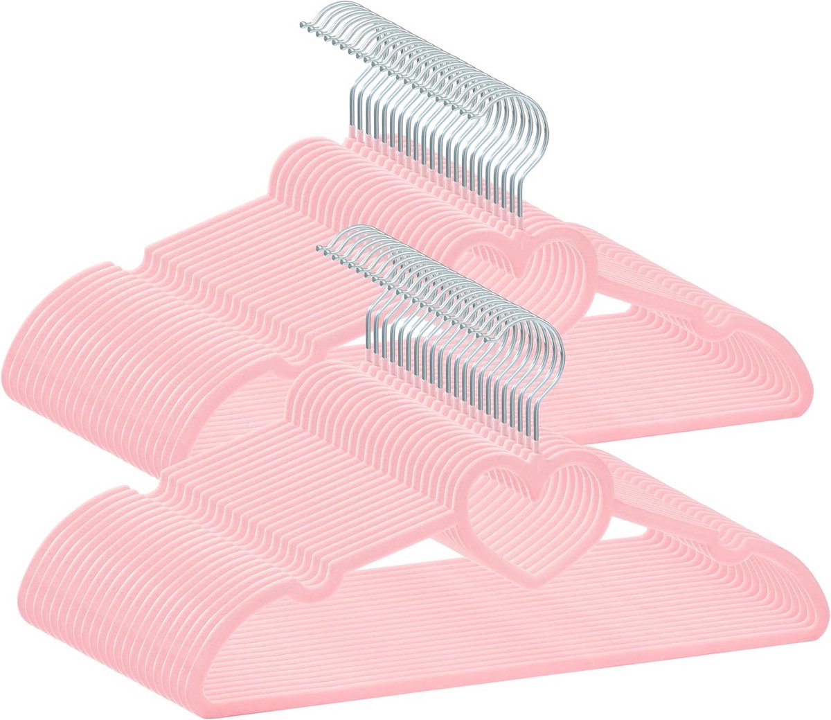 Dunne Roze Fluwelen Kledinghangers 50 Stuks - Antislip en Ruimtebesparend