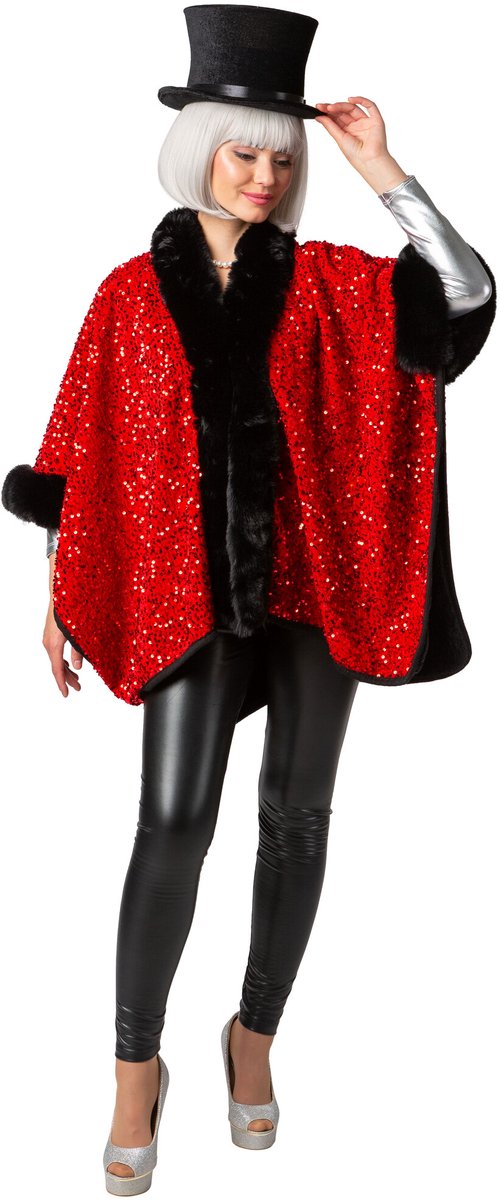 Cosy Poncho Pailletten Rood