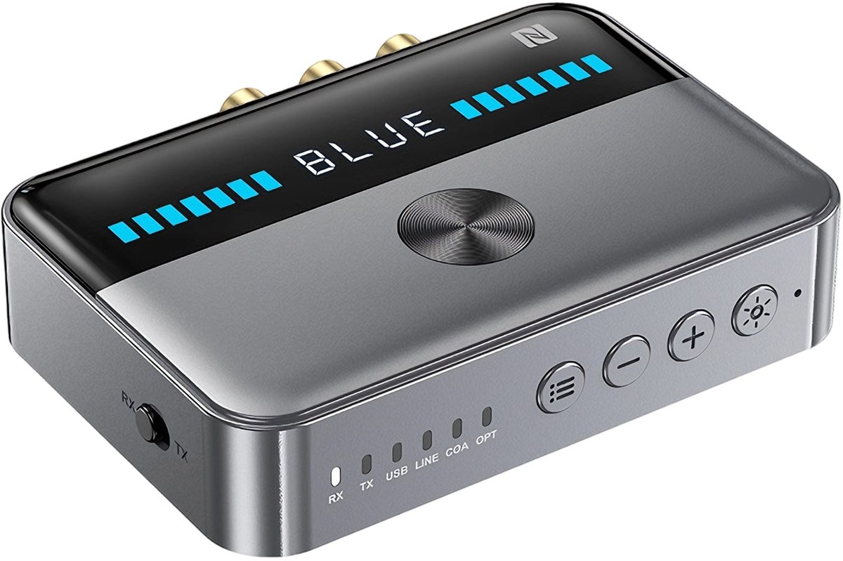 longziming -Bluetooth 5.3 Audio Adapter met RX/TX Functie – Draadloze Zender en Ontvanger – Lange Batterijduur – Inclusief 3,5mm en RCA Kabels