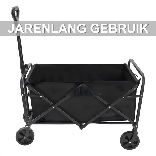 Opvouwbare Bolderkar - Bolderwagen - Voor strand, tuin en camping - Met wielen en duwstang - Zwart van Merkloos — afbeelding 3